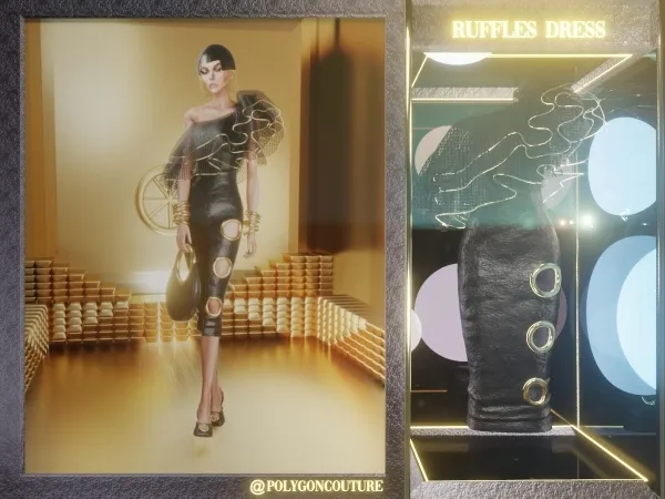 Alpha Ruffles Gown by polygoncouture - The Sims 4 Custom Content