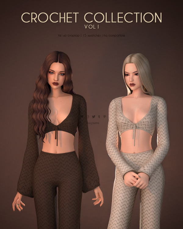 Mix Tie Up Crop Top Crochet Collection by luxysims - The Sims 4 Custom Content