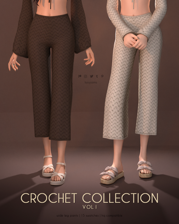 Mix Wide Leg Pants Crochet Collection by luxysims - The Sims 4 Custom Content