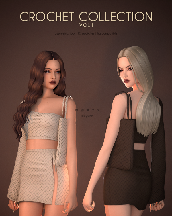 Mix Assymetric Top Crochet Collection by luxysims - The Sims 4 Custom Content