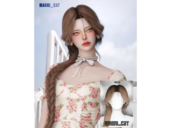 Alpha [Maoni_cat]HAIR No16 by Maonicat - The Sims 4 Custom Content