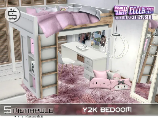 Alpha Y2K Bedroom by simsfinds - The Sims 4 Custom Content