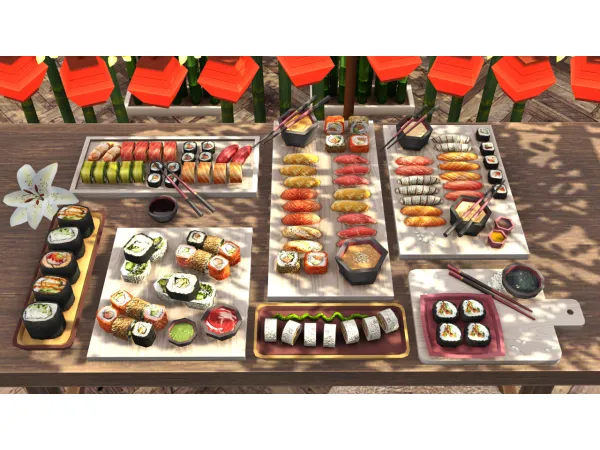 Mix Sushi set - The Sims 4 Custom Content