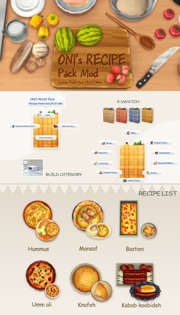 Maxis Match Oni's Recipe Pack_custom food mod_240708 by simsfinds - The Sims 4 Custom Content