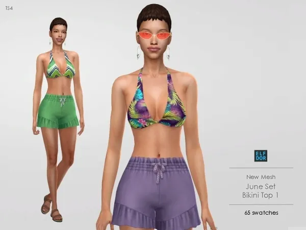 Mix Summer Bikini Top 1 by elfdor - The Sims 4 Custom Content
