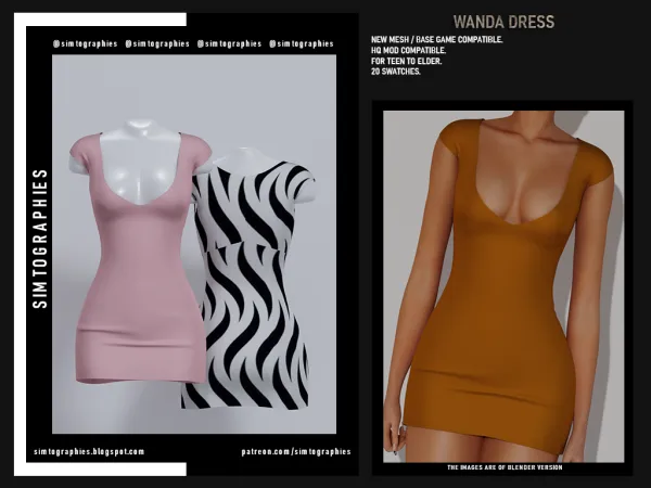 Alpha Wanda Dress by simtographies - The Sims 4 Custom Content