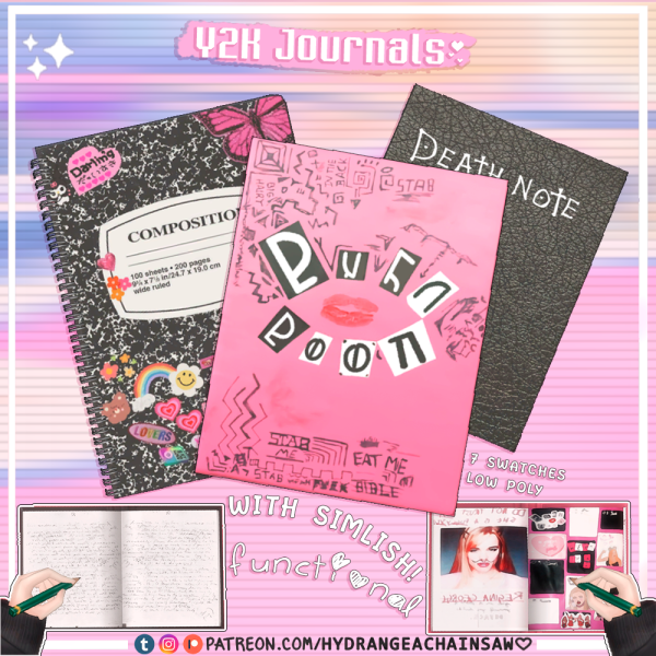Alpha Y2K journals by hydrangeachainsaw - The Sims 4 Custom Content