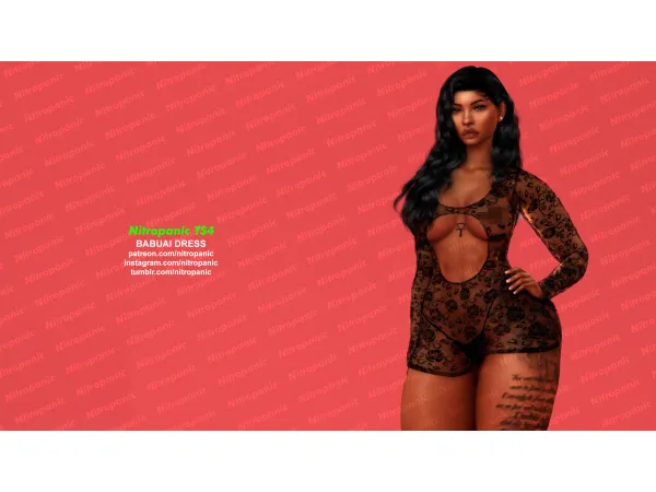 Alpha Babuai Dress by nitropanic - The Sims 4 Custom Content