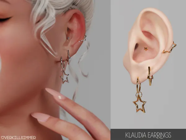 Alpha Klaudia earrings by overkillsimmer - The Sims 4 Custom Content