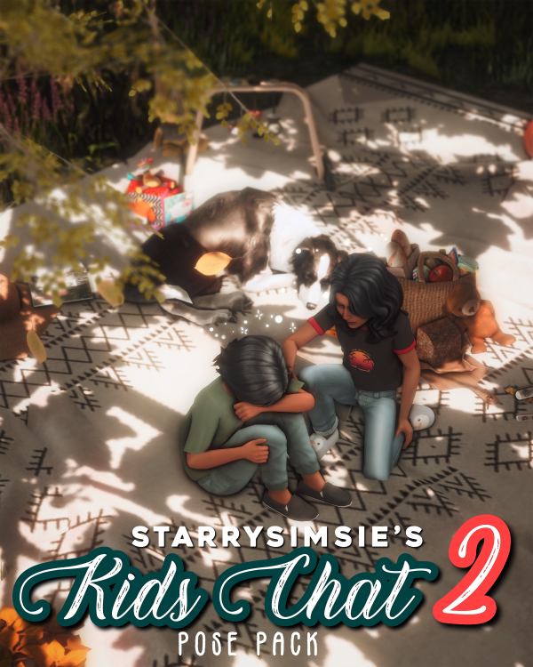 Maxis Match Kids Chat 2 Pose Pack by simsfinds - The Sims 4 Custom Content