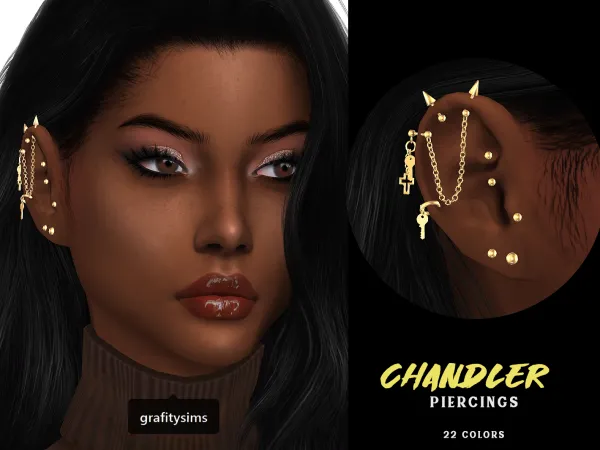Alpha Chandler Piercings by grafity-cc - The Sims 4 Custom Content