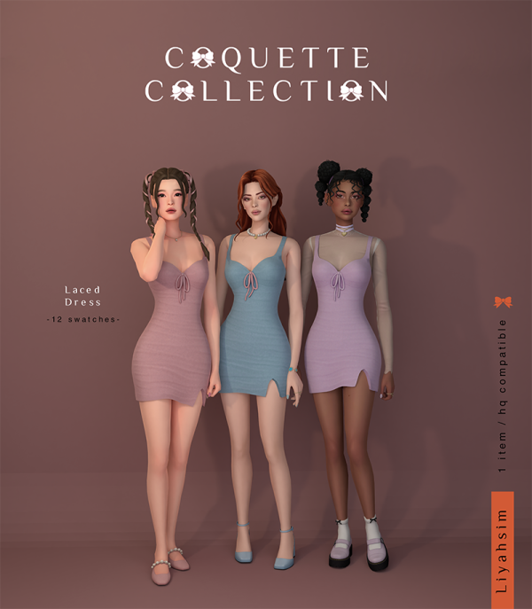 Maxis Match [Coquette Collection] Laced Dress by luxysims - The Sims 4 Custom Content