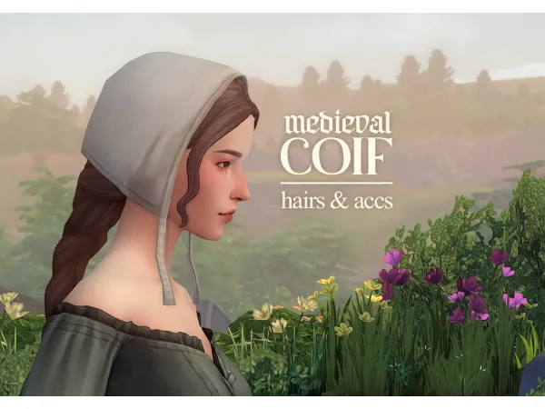 Maxis Match Medieval Coif Mini Set by lunamothsims updated - The Sims 4 Custom Content
