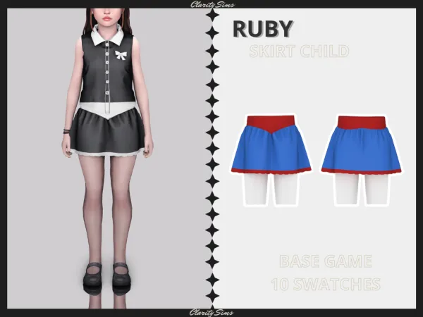 Alpha Ruby Skirt Child by clarity-sims - The Sims 4 Custom Content