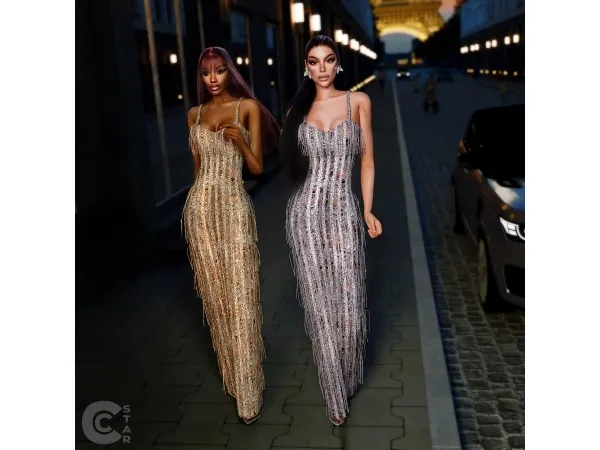 Alpha Metallic Hourglass Jewelry Gown cool_content_star - The Sims 4 Custom Content