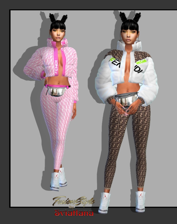 Alpha jacket Fendi Leggings by fusionstylesims4 - The Sims 4 Custom Content