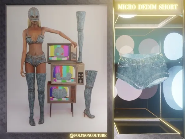 Alpha Micro Denim Shorts by polygoncouture - The Sims 4 Custom Content