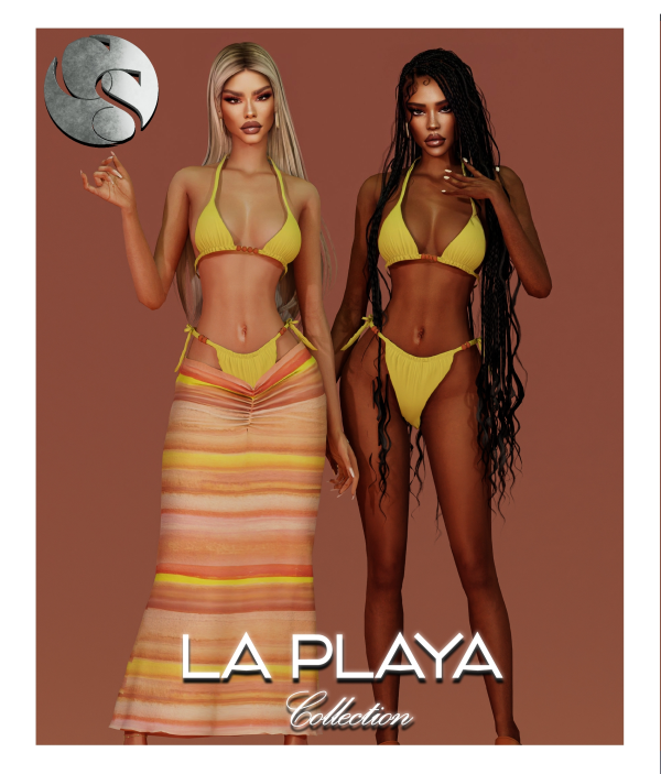 Alpha CAMUFLAJE La Playa Collection (Bikini Set Three Piece Set Earring)FS by simsfinds - The Sims 4 Custom Content