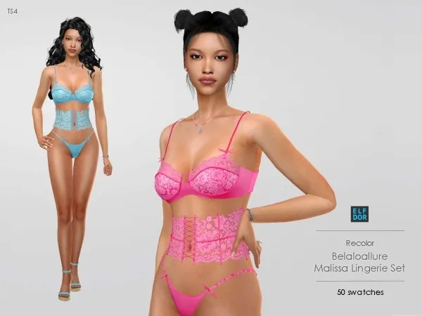 Mix Belaloallure Malissa Lingerie Set RC by elfdor - The Sims 4 Custom Content