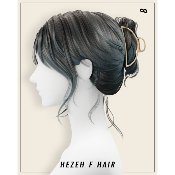 Alpha [Hezeh]FHair_No8 Hair Clip by simsfinds - The Sims 4 Custom Content