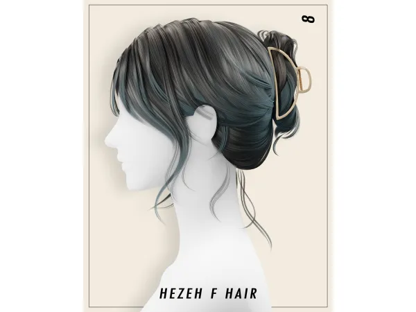 Alpha [Hezeh]FHair_No8 Hair Clip by Hezeh - The Sims 4 Custom Content