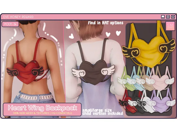 Alpha HONEY Heart Wing Backpack by simsfinds - The Sims 4 Custom Content