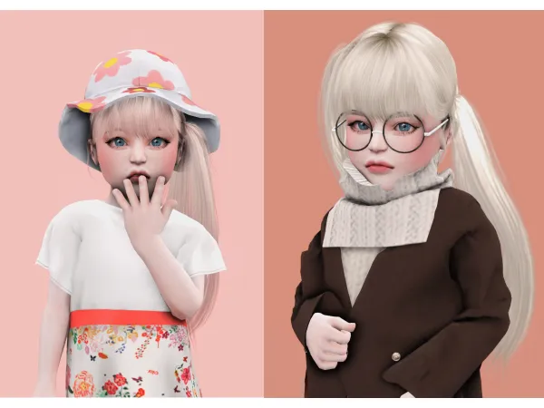 Alpha SNOOPY Vintage Toddler Collab lollipop hair by simsfinds - The Sims 4 Custom Content