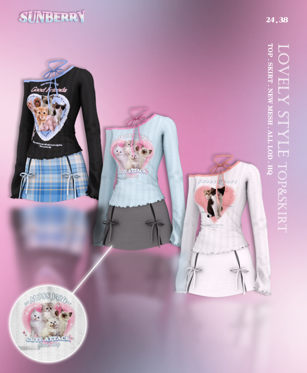 Alpha [SUNBERRY]Lovely style TOPSKIRT 2438 by simsfinds - The Sims 4 Custom Content