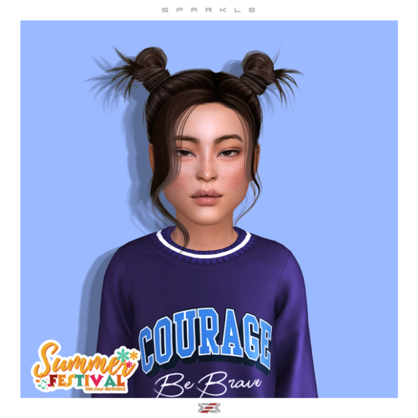 Alpha Sparkle Hair (Kids Version) by simsfinds - The Sims 4 Custom Content