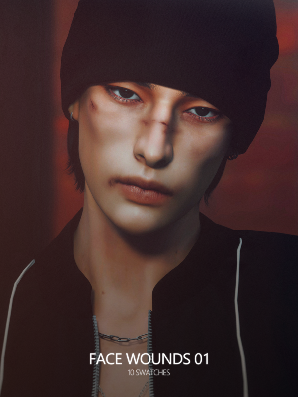 Alpha Face Wounds 01 by simsfinds - The Sims 4 Custom Content
