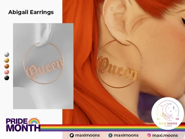 Alpha Abigail Earrings by maximoons - The Sims 4 Custom Content