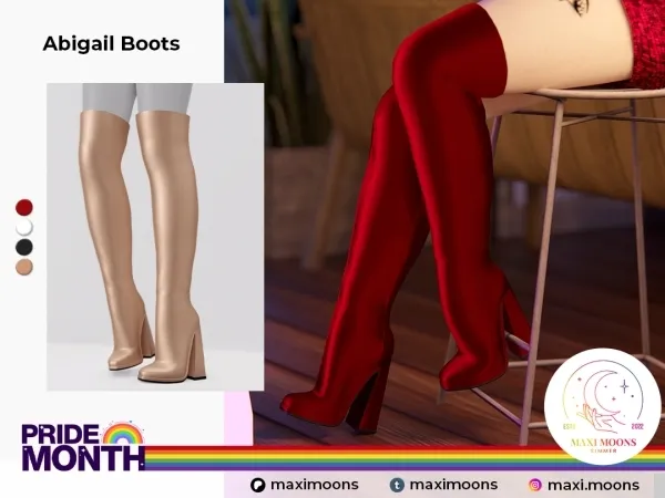 Alpha Abigail Boots by maximoons - The Sims 4 Custom Content