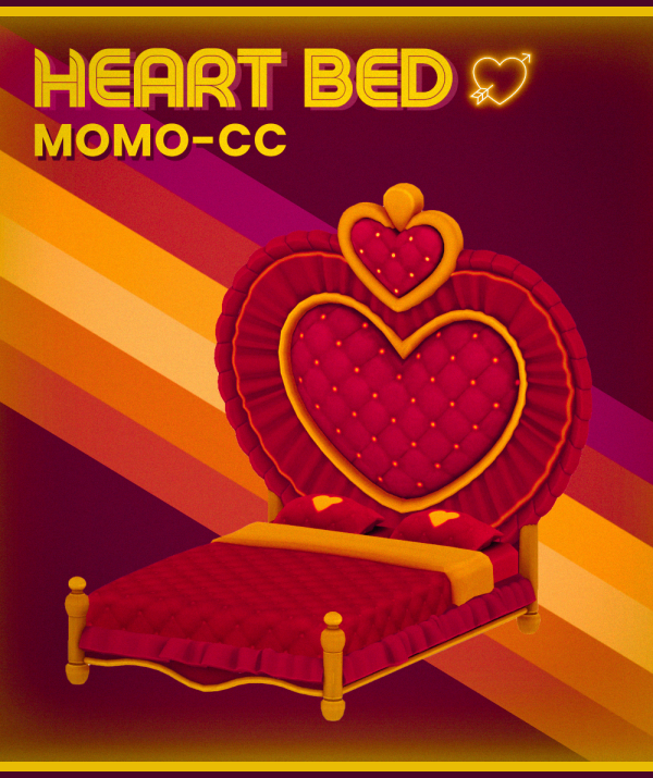 Maxis Match MOMO HEART BED by simsfinds - The Sims 4 Custom Content