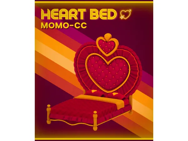 Maxis Match MOMO HEART BED by MOMOCC - The Sims 4 Custom Content