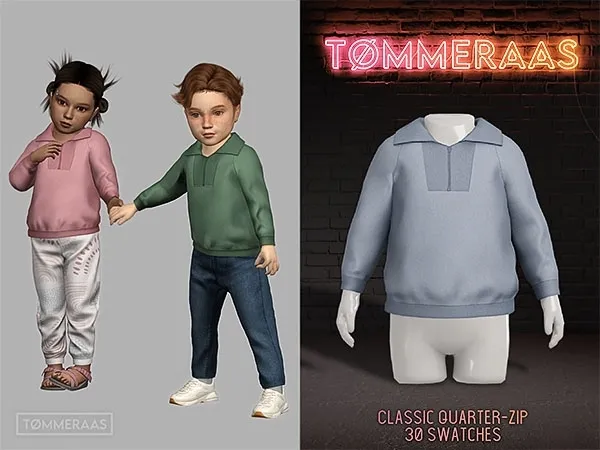 Mix TØMMERAAS Classic Quarter Zip for Toddlers (61) - The Sims 4 Custom Content