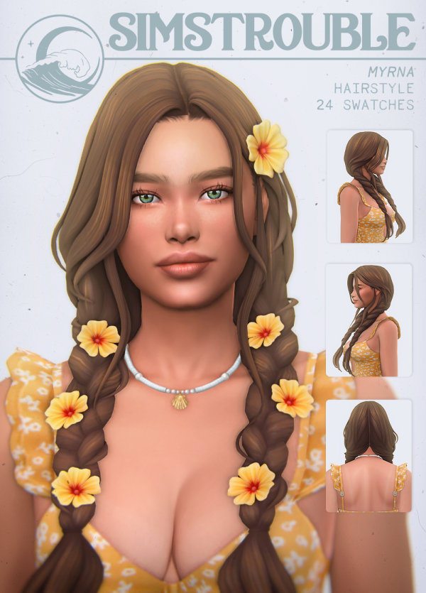 Maxis Match Myrna Hairstyle (4 Versions) by simsfinds - The Sims 4 Custom Content