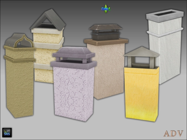 Mix Chimneys by artedellavita_mabra - The Sims 4 Custom Content
