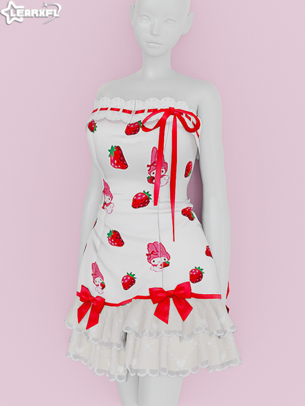 Alpha My Melody Sweet Piano TubeTop Dress [1818 Items] by simsfinds - The Sims 4 Custom Content