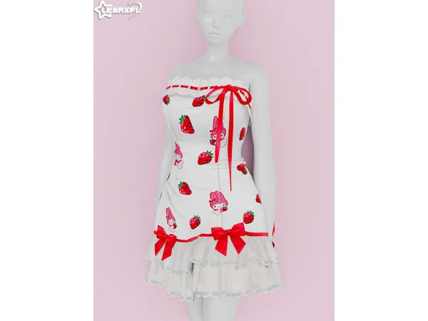 Alpha My Melody Sweet Piano TubeTop Dress [1818 Items] by Learxfl - The Sims 4 Custom Content