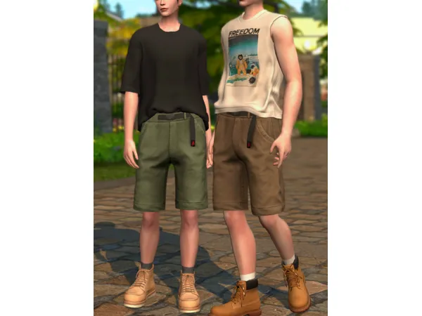 Alpha Sleeveless Round Neck T Shirt Casual Shorts by NORUSIMS - The Sims 4 Custom Content