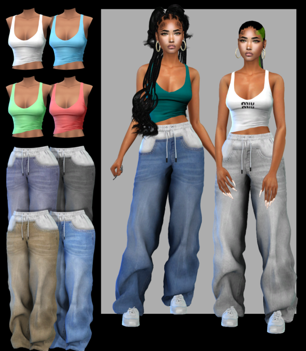 Alpha Joggers denim Top by fusionstylesims4 - The Sims 4 Custom Content