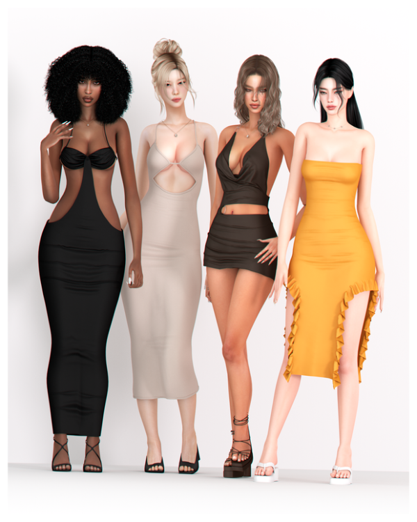 Mix Beach Resort Dresses Collection by simsfinds - The Sims 4 Custom Content