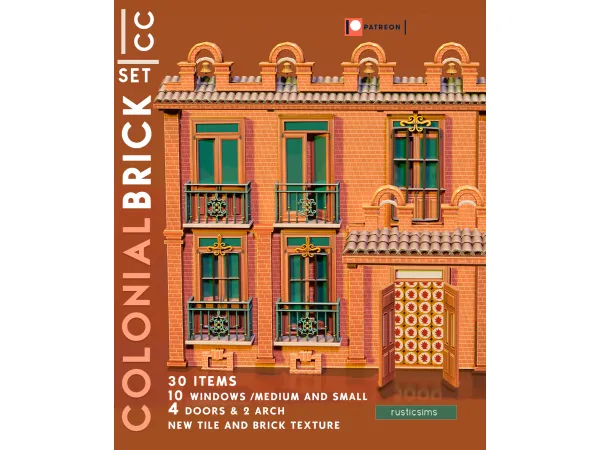 Maxis Match COLONIAL BRICK by rusticsims - The Sims 4 Custom Content