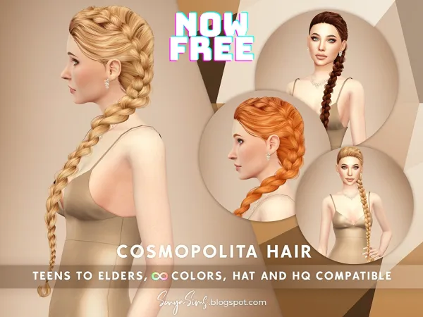 Alpha Cosmopolita Hair NOW PUBLIC by sonyasims - The Sims 4 Custom Content