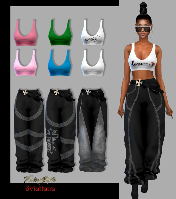 Alpha Joggers crop Top by fusionstylesims4 - The Sims 4 Custom Content