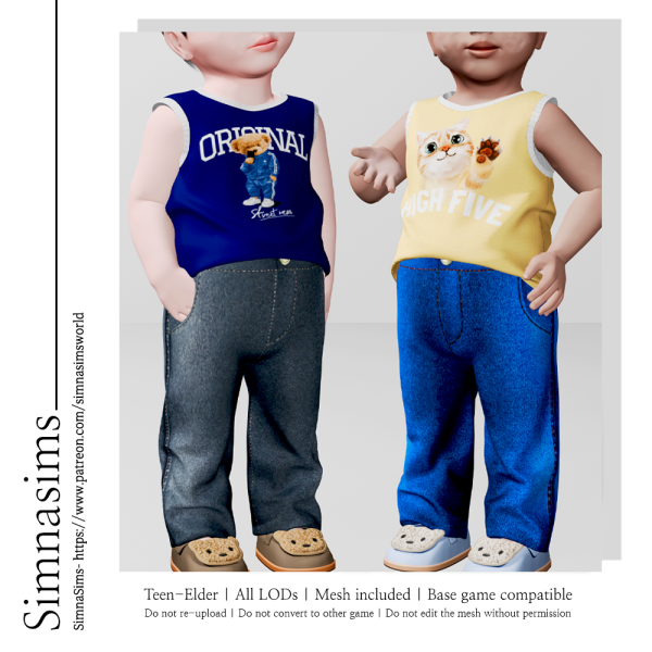 Alpha Infant jeans sleeveless top by simsfinds - The Sims 4 Custom Content