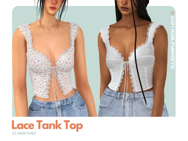 Alpha Elliesimple Lace Tank Top by elliesimple - The Sims 4 Custom Content