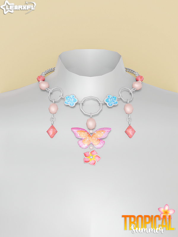 Alpha Tropical Summer Bead Necklace [213 Items] by simsfinds - The Sims 4 Custom Content