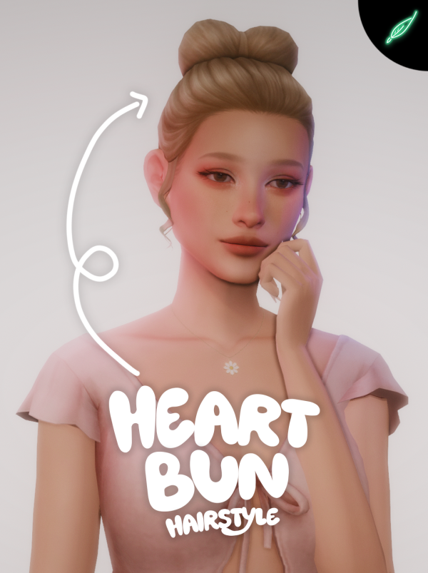 Maxis Match heart bun hairstyle by simsfinds - The Sims 4 Custom Content