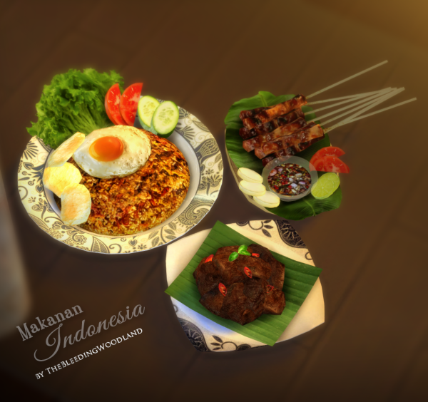 Mix Nasi Goreng Rendang Sate Indonesian Food Decorations by simsfinds - The Sims 4 Custom Content